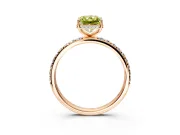 Hidden Halo Engagement Ring Setting for Fancy Yellow Radiant Cut Center with Pave Band and Prong Head in Rose Gold