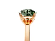 Solitaire Engagement Ring Setting for Fancy Green Round Cut Center with Basket Rail and Prong Head in Rose Gold