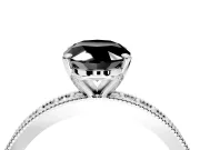 Milgrain Pave Engagement Ring Setting for Fancy Black Oval Center with Accent Band and Prong Head in Sterling Silver