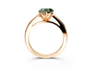 Solitaire Engagement Ring Setting for Fancy Green Heart-Shaped Center with Flat-Sided Plain Band and Prong Head in Rose Gold