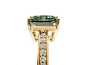 Solitaire Engagement Ring Setting for Fancy Green Radiant Cut Center with Channel-Set Accent Band and Prong Head in Yellow Gold