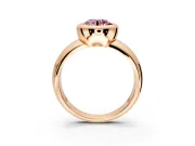 Solitaire Engagement Ring Setting for Fancy Pink Round Cut Center with Wide Band and Bezel Head in Rose Gold