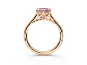 Solitaire Engagement Ring Setting for Fancy Pink Princess Cut Center with Cathedral Band and Prong Head in Rose Gold