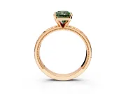 Solitaire Engagement Ring Setting for Fancy Green Radiant Cut Center with Scrollwork Band and Prong Head in Rose Gold