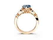 Solitaire Engagement Ring Setting for Fancy Blue Heart-Shaped Center with Marquise and Bezel Accents and Prong Head in Rose Gold