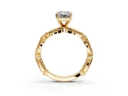 Solitaire Engagement Ring Setting for Emerald Cut Center with Marquise Panel Band and Prong Head in Yellow Gold
