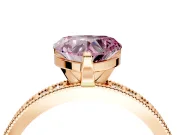 Milgrain Pave Engagement Ring Setting for Fancy Pink Heart-Shaped Center with Accent Band and Prong Head in Rose Gold