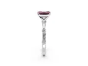 Solitaire Engagement Ring Setting for Fancy Pink Emerald Cut Center with Bezel Station Band and Prong Head in Platinum
