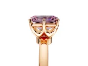 Solitaire Engagement Ring Setting for Fancy Pink Emerald Cut Center with Plain Band and Tulip Prong Head in Rose Gold