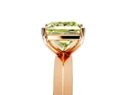 Solitaire Engagement Ring Setting for Fancy Yellow Princess Cut Center with Wide Knife Ridge Band and Prong Head in Rose Gold