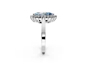 Starburst Halo Engagement Ring Setting for Fancy Blue Marquise Center with Flat Cathedral Band and Prong Head in Sterling Silver