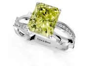 Solitaire Engagement Ring Setting for Fancy Yellow Radiant Cut Center with Pave and Plain Crossover Band and Prong Head in Sterling Silver