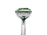 Solitaire Engagement Ring Setting for Fancy Green Princess Cut Center with Plain Band, Open Basket and Prong Head in Sterling Silver