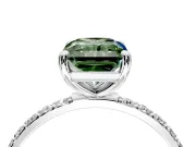 Solitaire Engagement Ring Setting for Fancy Green Radiant Cut Center with Pave Accents and Prong Head in Platinum