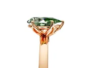 Solitaire Engagement Ring Setting for Fancy Green Pear-Shaped Center with Thin Rounded Plain Band and Prong Head in Rose Gold