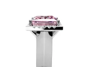 Halo Engagement Ring Setting for Fancy Pink Princess Cut Center with Knife Ridge Cathedral Band and Prong Head in Platinum