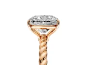 Solitaire Engagement Ring Setting for Radiant Cut Center with Plain Twisted Rope Band and Prong Head in Rose Gold