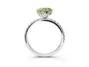 Solitaire Engagement Ring Setting for Fancy Yellow Heart-Shaped Center with Micro Pave Band and Prong Head in Platinum