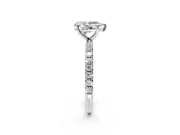 Solitaire Engagement Ring Setting for Pear-Shaped Center with Micro Pave Band and Prong Head in Sterling Silver