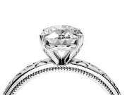 Solitaire Engagement Ring Setting for Oval Center with Scrollwork Band and Prong Head in Platinum