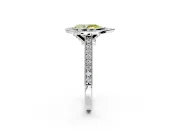 Halo Engagement Ring Setting for Fancy Yellow Pear-Shaped Center with Milgrain Pave Band and Bezel Head in Sterling Silver