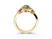 Floral Engagement Ring Setting for Fancy Green Pear-Shaped Center with Marquise Cluster Shoulders and Prong Head in Yellow Gold