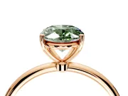 Solitaire Engagement Ring Setting for Fancy Green Oval Center with Straight Thin Band and Prong Head in Rose Gold