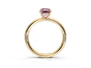 Hidden Halo Engagement Ring Setting for Fancy Pink Emerald Cut Center with Thin Rounded Band and Prong Head in Yellow Gold