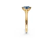 Solitaire Engagement Ring Setting for Fancy Blue Round Cut Center with Cathedral Band and Prong Head in Yellow Gold