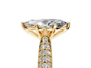 Solitaire Engagement Ring Setting for Marquise Center with Multi-Row Accents and Prong Head in Yellow Gold
