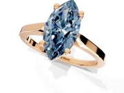 Solitaire Engagement Ring Setting for Fancy Blue Marquise Center with Tapered Shoulders and Prong Head in Rose Gold
