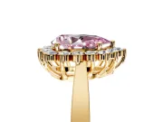 Starburst Halo Engagement Ring Setting for Fancy Pink Pear-Shaped Center with Flat Cathedral Band and Prong Head in Yellow Gold