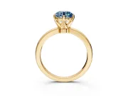 Solitaire Engagement Ring Setting for Fancy Blue Round Cut Center with Plain Band and Tulip Prong Head in Yellow Gold