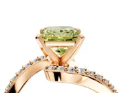 Solitaire Engagement Ring Setting for Fancy Yellow Princess Cut Center with Pave Bypass Swirl Band and Prong Head in Rose Gold