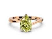 Solitaire Engagement Ring Setting for Fancy Yellow Pear-Shaped Center with Plain Bypass Twist Band and Prong Head in Rose Gold