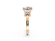 Floral Engagement Ring Setting for Oval Center with Marquise Cluster Shoulders and Prong Head in Rose Gold