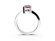 Solitaire Engagement Ring Setting for Fancy Pink Radiant Cut Center with Plain Band and Flat Tab Prong Head in Sterling Silver