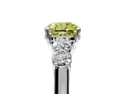 5 Stone Engagement Ring Setting for Fancy Yellow Cushion Cut Center with Equal Close-Set Accents and Prong Head in White Gold