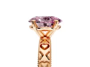 Solitaire Engagement Ring Setting for Fancy Pink Oval Center with XO Engraved Band and Prong Head in Rose Gold