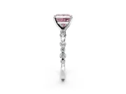 Solitaire Engagement Ring Setting for Fancy Pink Princess Cut Center with Alternating Size Accents and Prong Head in White Gold