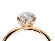 Hidden Halo Engagement Ring Setting for Marquise Center with Thin Round-Wire Band and Prong Head in Rose Gold