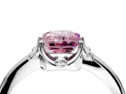Floral Frame Engagement Ring Setting for Fancy Pink Radiant Cut Center with Accent Clusters and Prong Head in Sterling Silver
