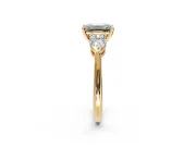 3 Stone Engagement Ring Setting for Emerald Cut Center with Large Pear-Shaped Accents and Prong Head in Yellow Gold