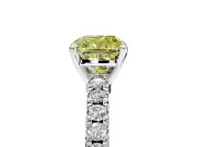 Solitaire Engagement Ring Setting for Fancy Yellow Cushion Cut Center with Single Row Accent Band and Prong Head in Platinum