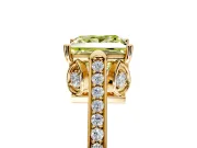 Cathedral Engagement Ring Setting for Fancy Yellow Princess Cut Center with Antique-Style Pave Band and Prong Head in Yellow Gold