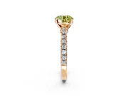 Solitaire Engagement Ring Setting for Fancy Yellow Round Cut Center with Single Row Accent Band and Prong Head in Rose Gold