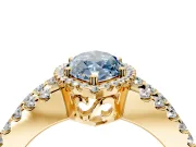 Halo Engagement Ring Setting for Fancy Blue Marquise Center with Wide-Open Pave Split Shank and Prong Head in Yellow Gold