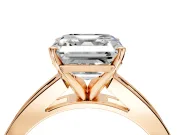 Solitaire Engagement Ring Setting for Asscher Cut Center with Princess Cut Channel Band and Prong Head in Rose Gold
