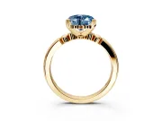 Solitaire Engagement Ring Setting for Fancy Blue Heart-Shaped Center with Beaded Shoulders and Prong Head in Yellow Gold