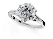 Solitaire Engagement Ring Setting for Round Cut Center with Plain Split Shank and Prong Head in Platinum